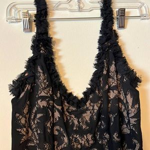 Carmen Marc Valvo Signature Black & Tan Lace Dress